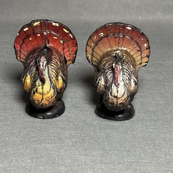 Set Vintage Gurley Turkey Candles w/Label Thanksgiving Fall 1950s MCM - Picture 1 of 8